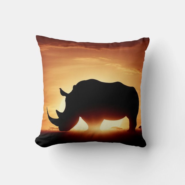 Luxurious Rhinoceros Pillow for Wildlife Älskare Kudde (Framsida)