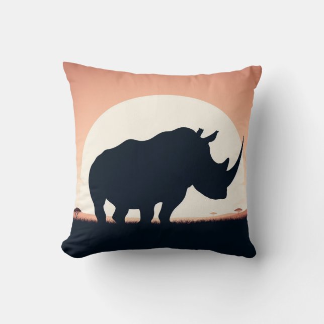 Luxurious Rhinoceros Pillow for Wildlife Älskare Kudde (Framsida)
