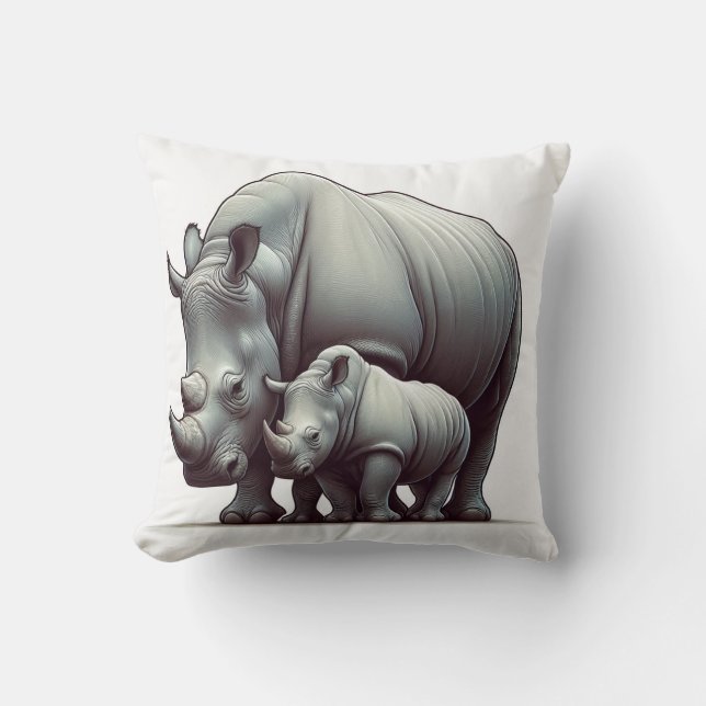 Luxurious Rhinoceros Pillow for Wildlife Älskare Kudde (Framsida)