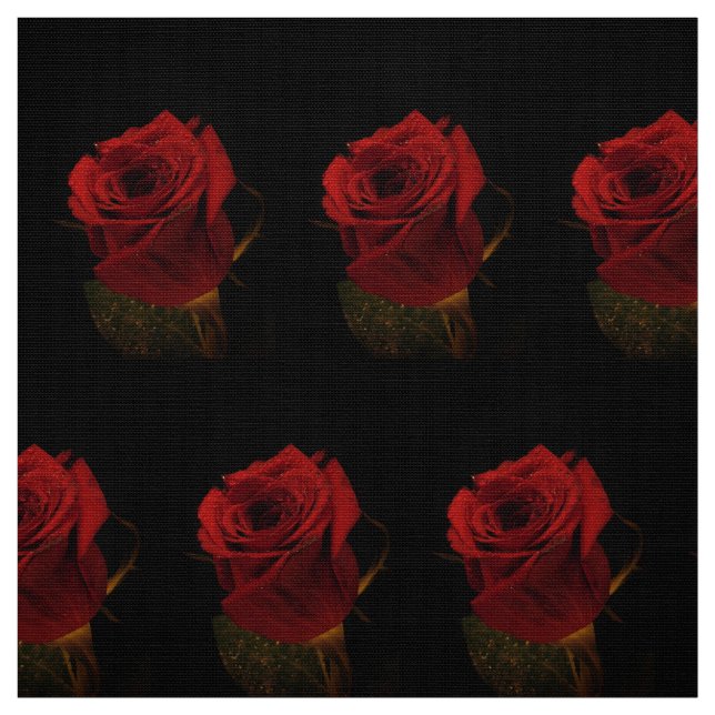 Luxurious Röd ros Blommigt Fabric - Romantic Ro Tyg (Provkarta)