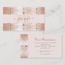 Luxurious Rose Gold Ornate Borders Jewels Monogram Visitkort