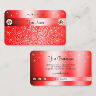 Luxurious Ruby Red Glitter Gnistra Stars Diamonds Visitkort
