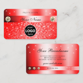 Luxurious Ruby Red Glitter Gnistra Stars med Logot Visitkort