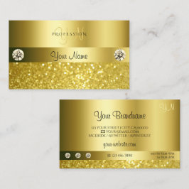 Luxurious Shimmery Glitter Monogram Luminous Guld Visitkort