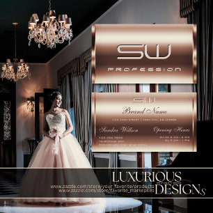 Luxurious Shimmery Ro Golden Faux 3D Initialer Visitkort