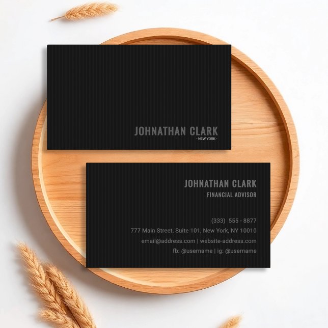 Luxurious Striped All-Black  Business Card Visitkort (Skapare uppladdad)