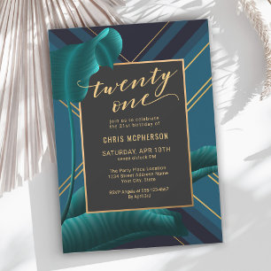 Luxurious Tropical Foliage 21:a födelsedagen Party Inbjudningar