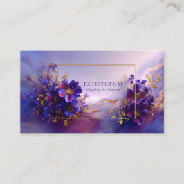 Luxurious Violet Gold Abstract Floral Geometric Visitkort