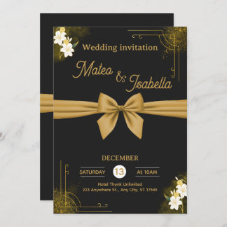 Luxurious wedding invitation in gold inbjudningar