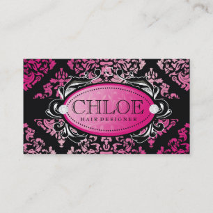 Luxuriously rosa damastast Monogram 311 Visitkort