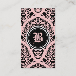 Luxuriously svart damastast Monogramblomma för Visitkort