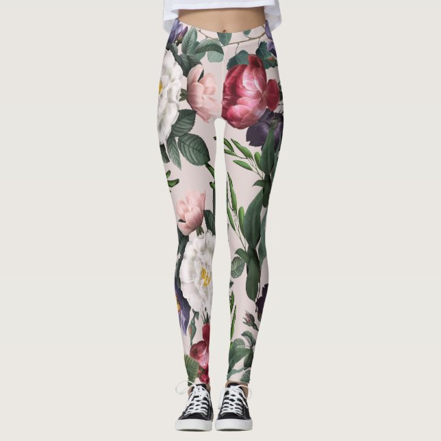 Luxuriska feminina sommarblommor från mode boho leggings (Framsida)