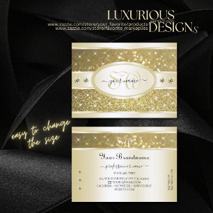 Luxuriska Guld Glitter Gnistra Diamonds Initialer Visitkort