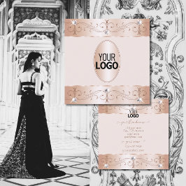 Luxuriska ornament i Ro Guld Lägg till Logotyp Lux Fyrkantigt Visitkort