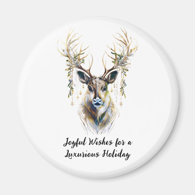 Luxuriska renar, Glatta Önskemål för en Helgdag Magnet (Framsidan)