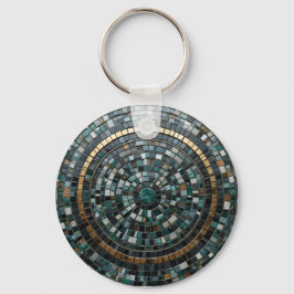 Luxuriskt cirkulärt mosaikmurmakro nyckelring