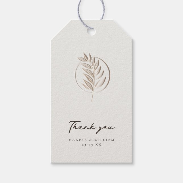 Luxuriskt elfenben tack presentetikett (Framsidan)