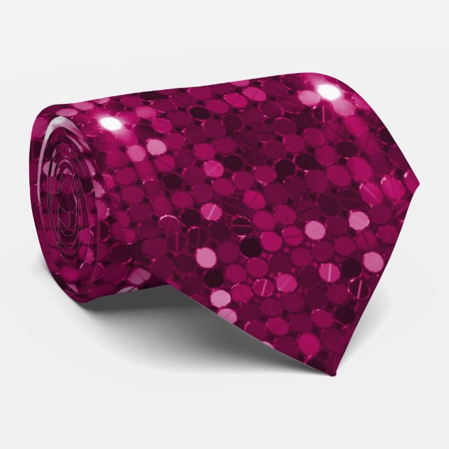 Luxuriskt Fuchsia Sequin Design Neck Tie Slips (Rullad)