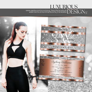 Luxuriskt Ro Guld Glitter Stars Monogram vid Silve Visitkort