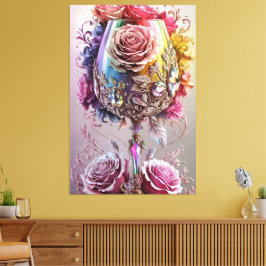 Luxuriskt Vin glas, glas, vattenfärg Canvastryck