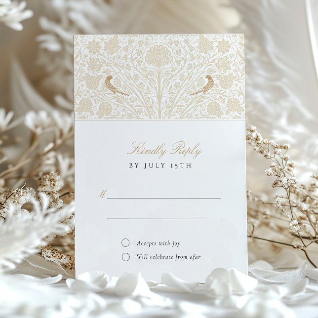 Luxurit Beige Guld Blommigt OSA Bröllop kort för  (Skapare uppladdad)
