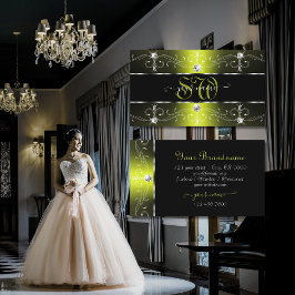 Luxurit Black and Gult Ornate Gräns Monogram Visitkort