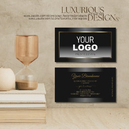 Luxurit Black and White Ombre Guld Ram Logotyp Visitkort