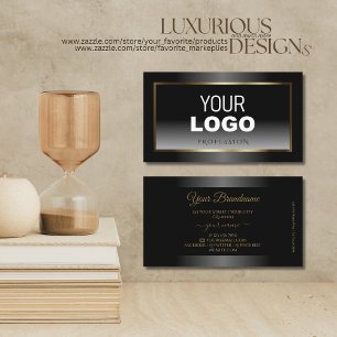 Luxurit Black and White Ombre Guld Ram Logotyp Visitkort