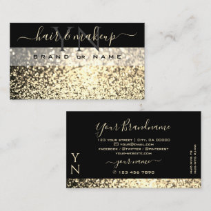 Luxurit Black Guld mousserande Glitter Monogram Visitkort