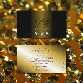 Luxurit Black Guld Sparkling Diamonds Monogram Visitkort