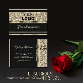Luxurit Black och Guld Glitter Stars tillför Logot Visitkort