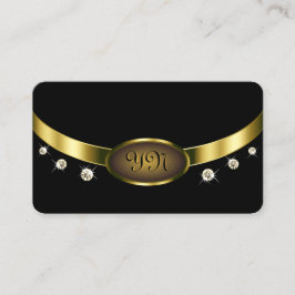Luxurit Black och Guld med Initialer-diamanter Visitkort