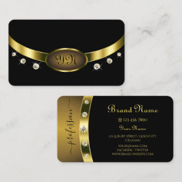 Luxurit Black och Guld med Initialer-diamanter Visitkort