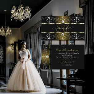 Luxurit Black och Guld Ornate Gräns Monogram Visitkort