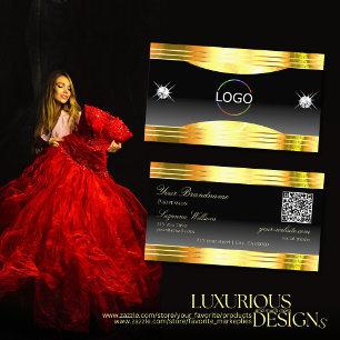 Luxurit Black Ombre Guld Gräns Logotyp QR-kod Visitkort