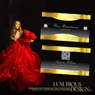 Luxurit Black Ombre Guld Gräns med QR-kod Visitkort