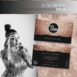 Luxurit Black Ro Guld Glitter Stars lägger till Lo Visitkort