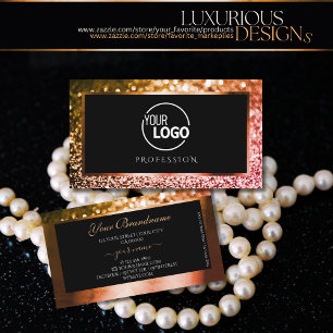 Luxurit Black Ro Guld Golden Glitter med Logotyp Visitkort