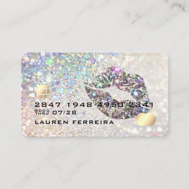 Luxurit Diamond Glitter Kredit Card Stil Visitkort (Framsida)