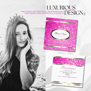 Luxurit Girly Rosa Glitter Sparkling Stars Smart Fyrkantigt Visitkort