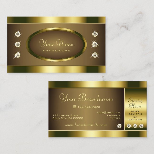 Luxurit Golden Färg med mousserande hinestoner Visitkort (Fram/baksida)