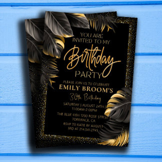 Luxurit Golden Lövs 30års födelsedag Party Inbjudningar