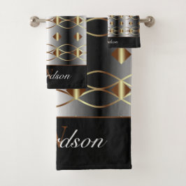 Luxurit Guld Black och Silver monogrammad