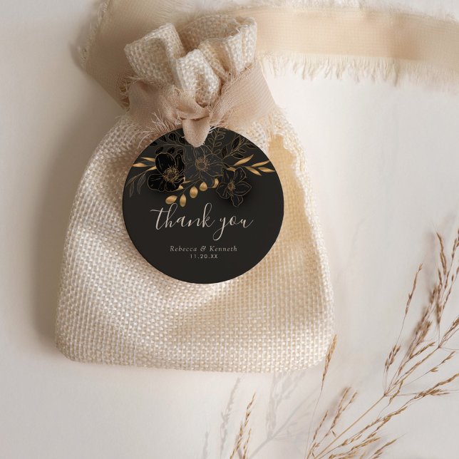 Luxurit Guld Blommigt minimalistiskt Bröllop tack Gåvor Etiketter (Skapare uppladdad)