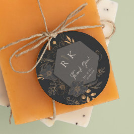 Luxurit Guld Blommigt Monogram Bröllop Tack Gåvor Etiketter