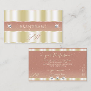 Luxurit Guld Coral Sparkling Diamonds Initialer Visitkort