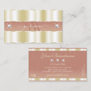 Luxurit Guld Coral Sparkling Diamonds Monogram Visitkort