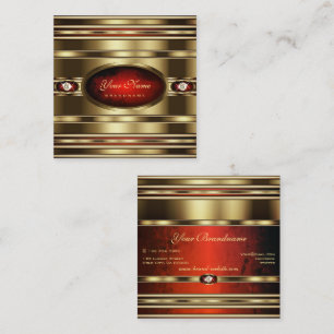 Luxurit Guld Effect Red Marble Faux Rhinestones Fyrkantigt Visitkort