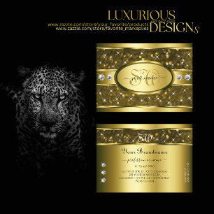 Luxurit Guld Glitter Diamonds Stars och Initialer Visitkort