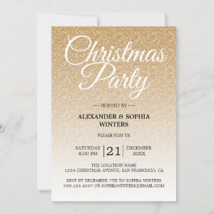 Luxurit Guld Glitter Ombre jul Party Inbjudningar